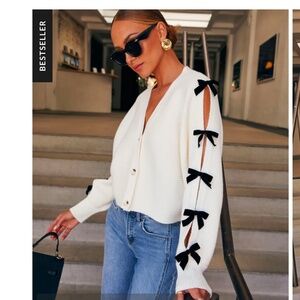 Vici Sweet Darling Bow Embellished Cardigan